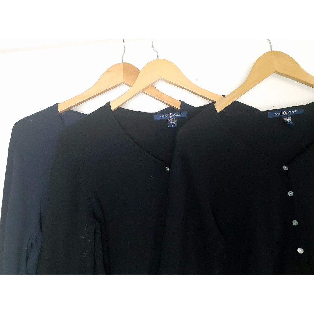 Devon & Jones Stretch Cotton Blend Knit Ribbed VNeck Button Cardigan Lot of 3 S - Picture 4 of 12